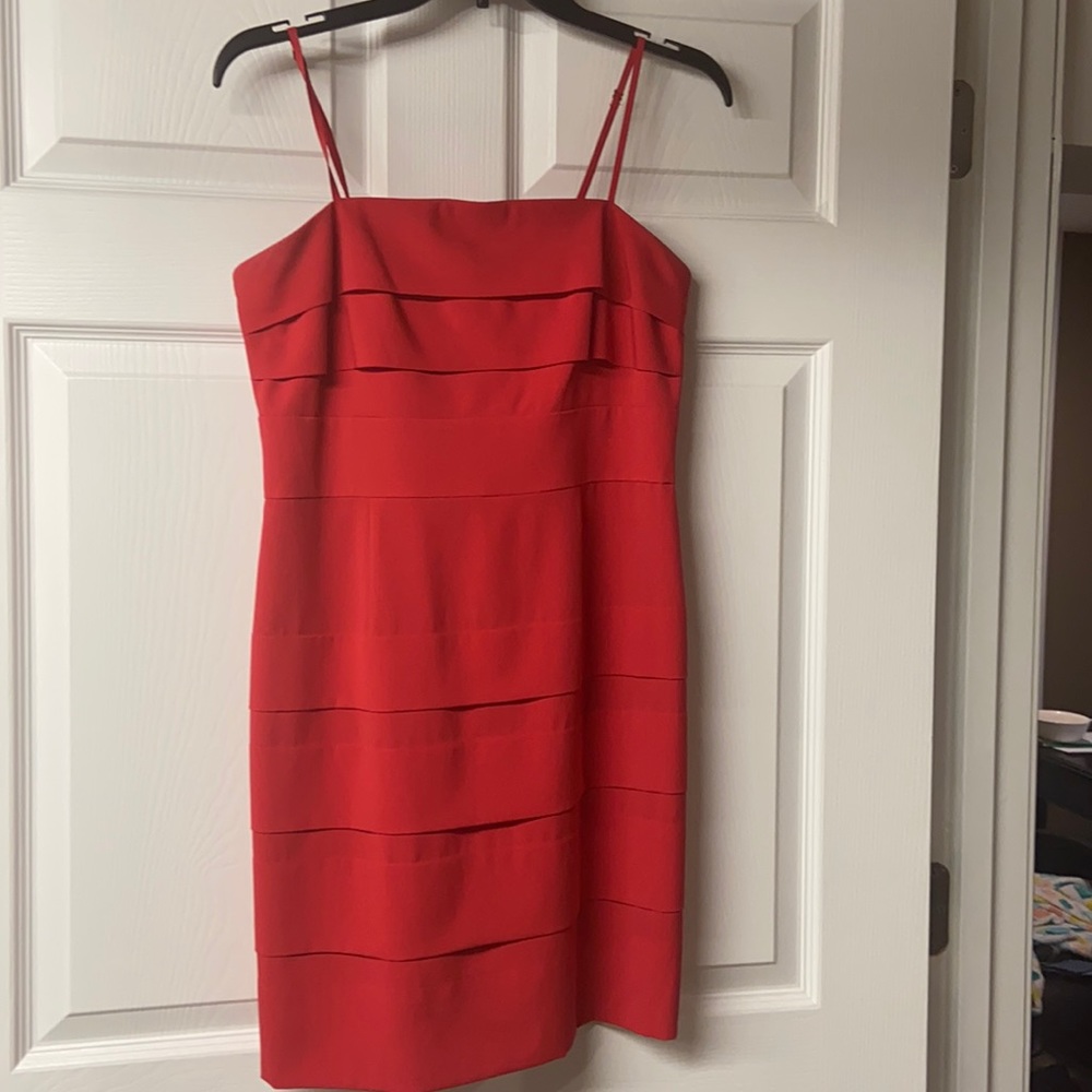 Coral tiered dress